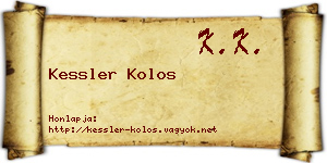 Kessler Kolos névjegykártya